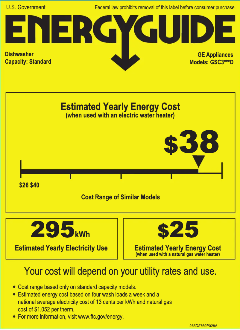 Página 1 del manual Etiqueta energética GE GSC3500DBB