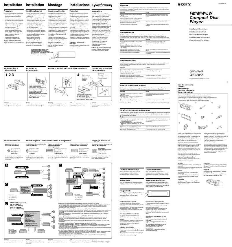 Imagen de la primera página del manual del dispositivo CDX-M700R