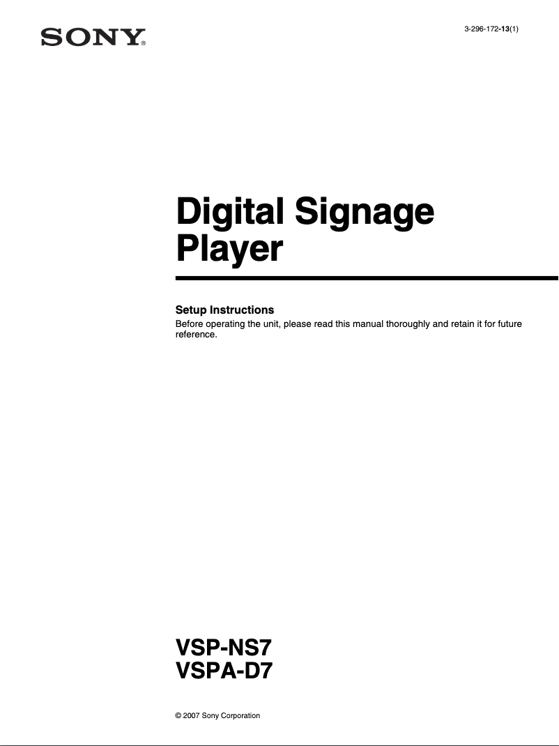 Imagen de la primera página del manual del dispositivo VSPNS7