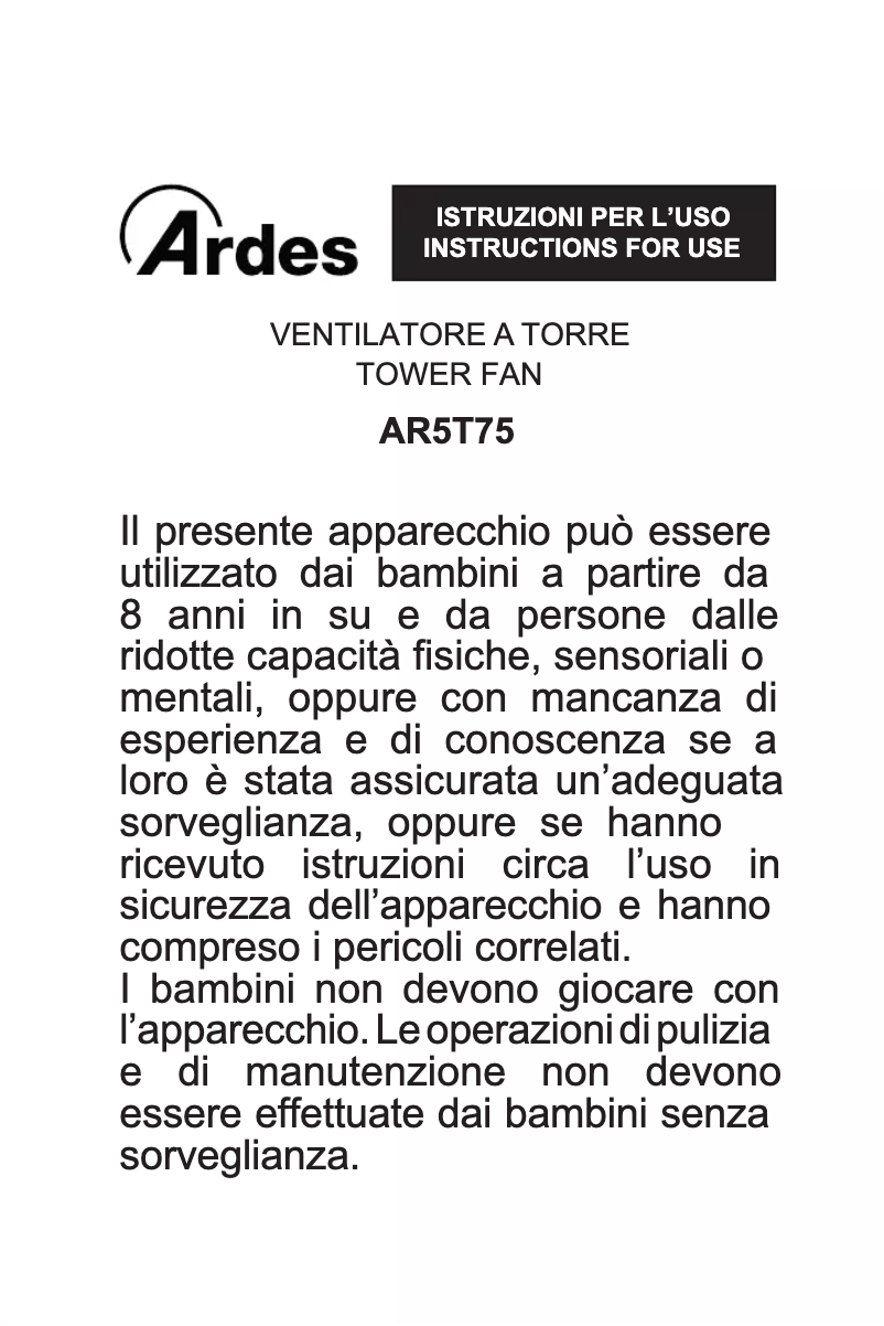 Imagen de la primera página del manual del dispositivo Freddy AR5T75