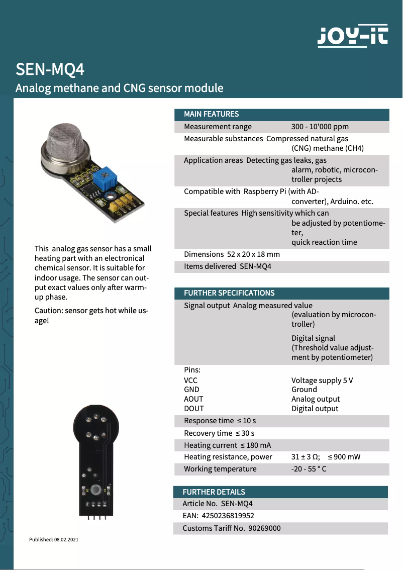Imagen de la primera página del manual del dispositivo SEN-MQ4