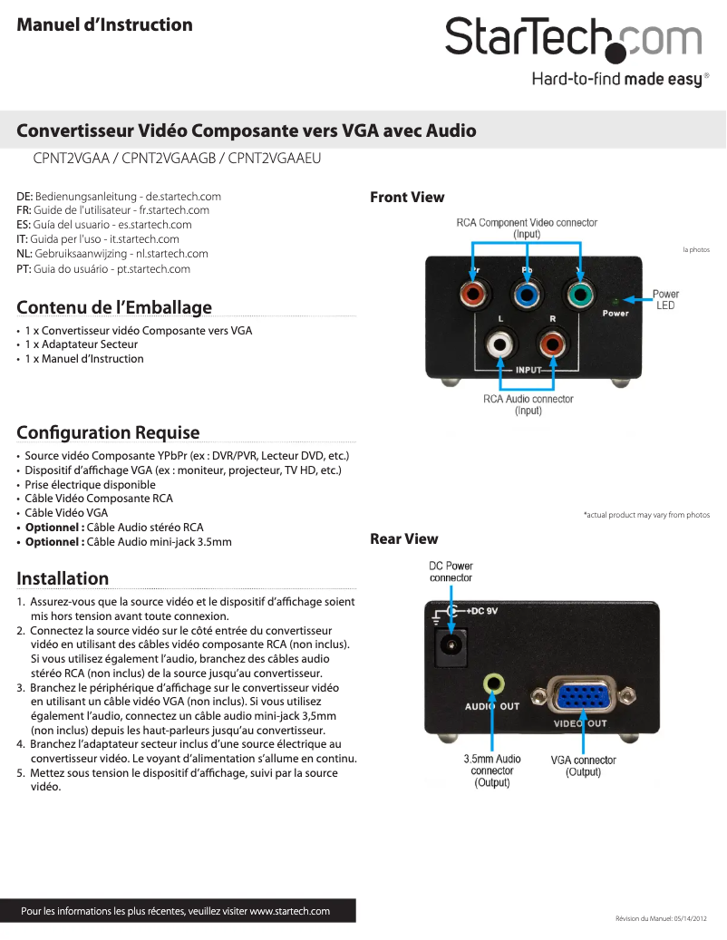 Imagen de la primera página del manual del dispositivo CPNT2VGAAGB