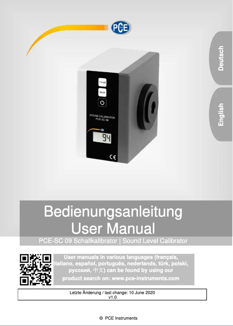 Página nº 1 - Manual de usuario PCE Instruments PCE-SC 09