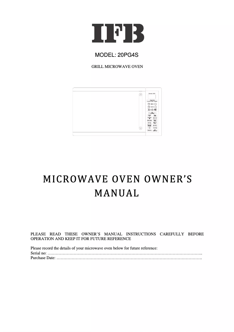 Imagen de la primera página del manual del dispositivo 20PG4S