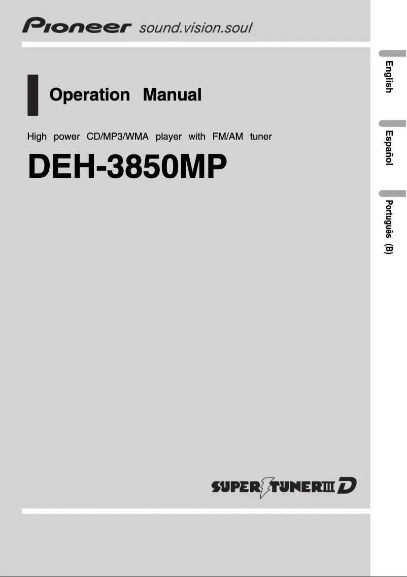 Imagen de la primera página del manual del dispositivo DEH-3850MP