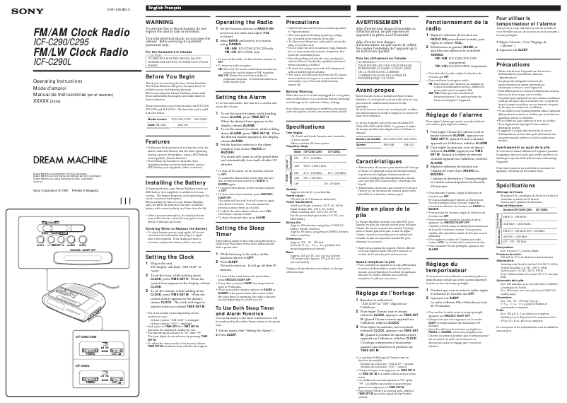 Página 1 del manual Manual de usuario Sony ICF-C290
