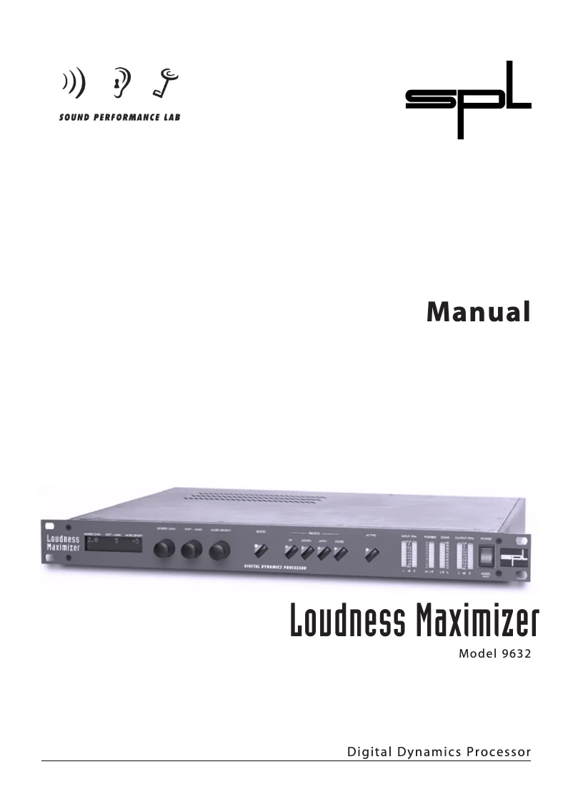 Imagen de la primera página del manual del dispositivo Loudness Maximizer 9632