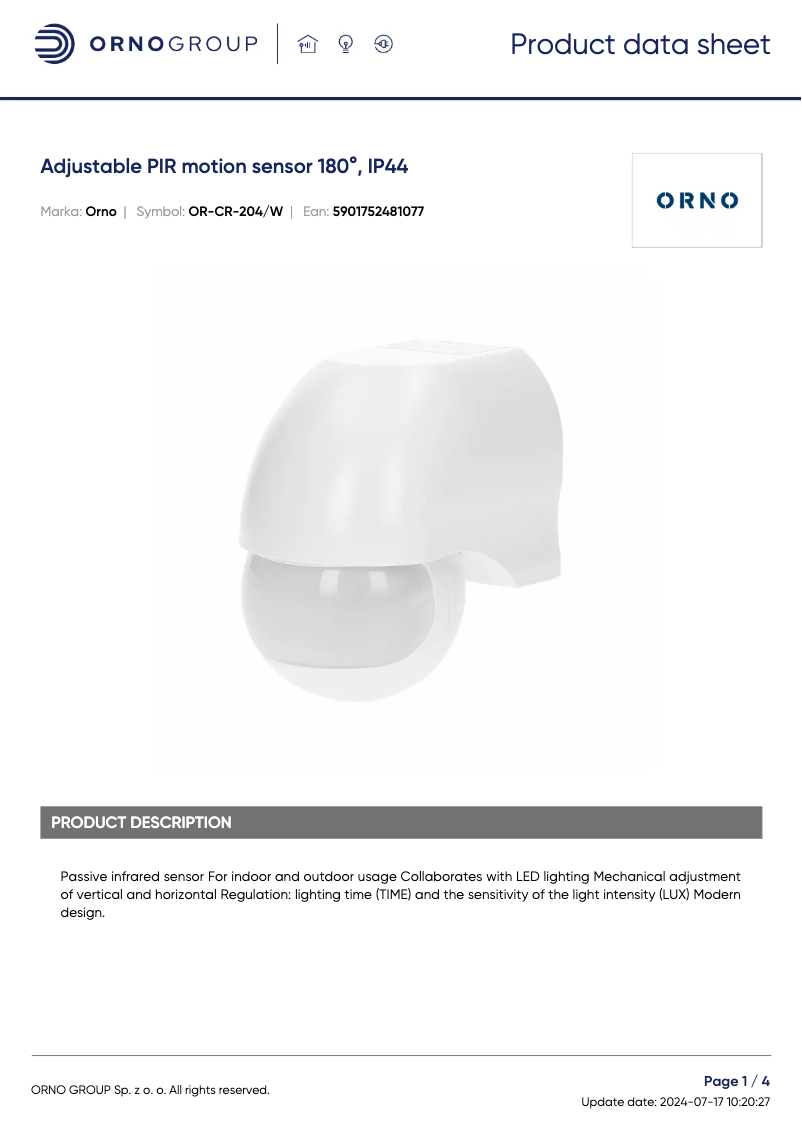 Imagen de la primera página del manual del dispositivo OR-CR-204