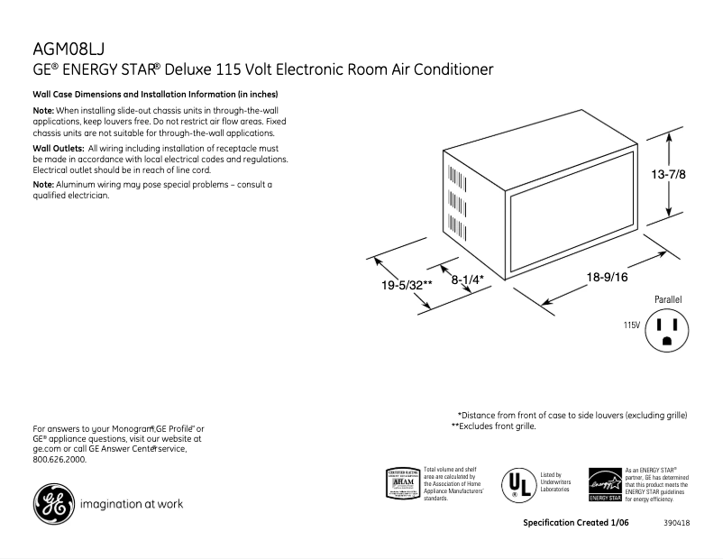 Imagen de la primera página del manual del dispositivo AGM08LJ