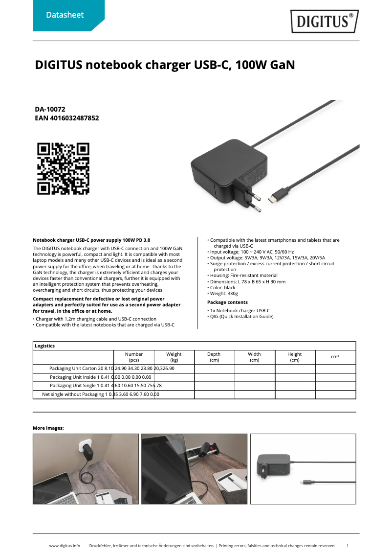 Imagen de la primera página del manual del dispositivo DA-10072