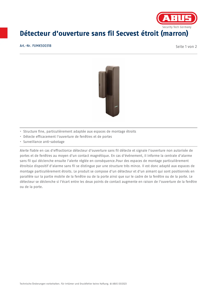 Imagen de la primera página del manual del dispositivo FUMK50031B
