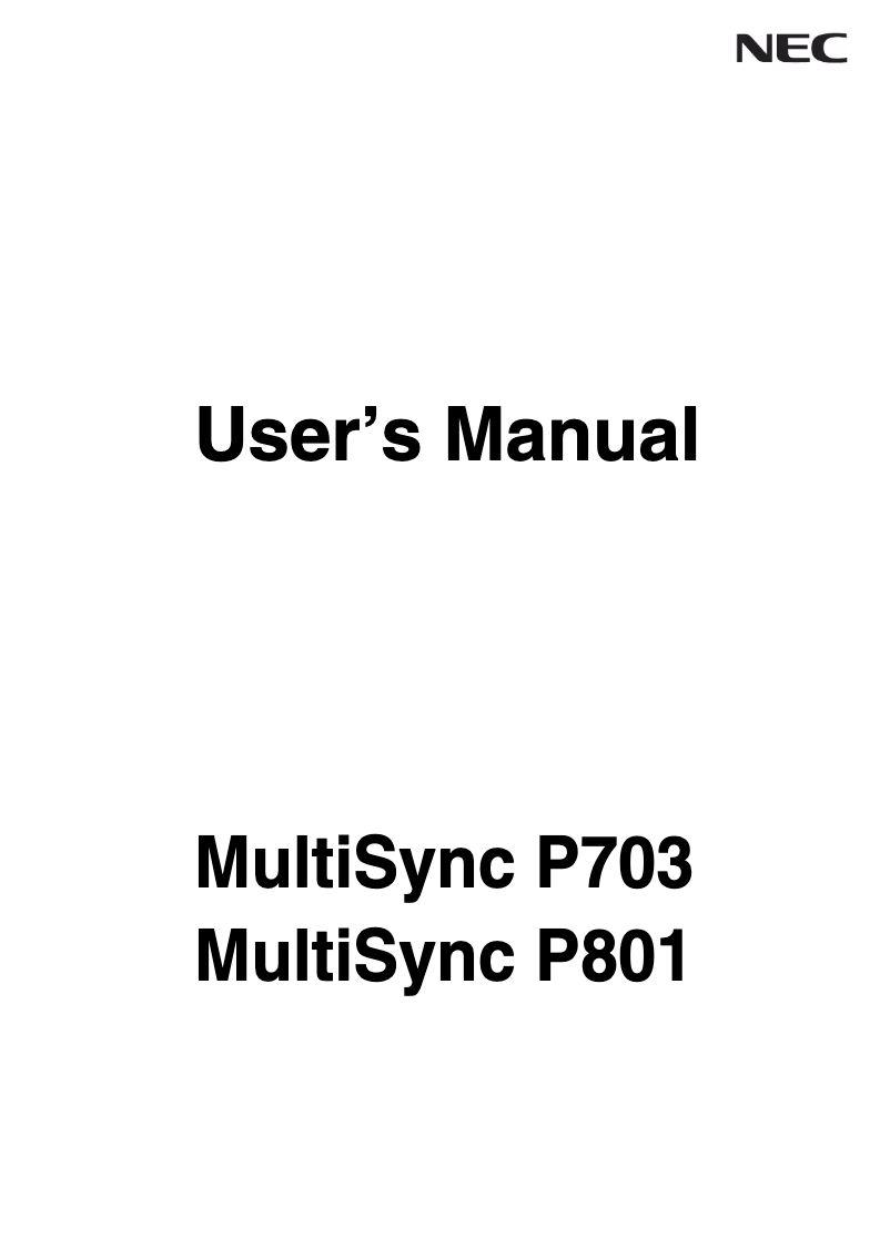 Imagen de la primera página del manual del dispositivo MultiSync P703-DRD