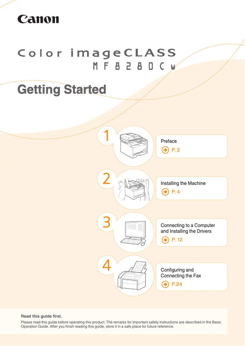 Imagen de la primera página del manual del dispositivo imageCLASS MF8280Cw