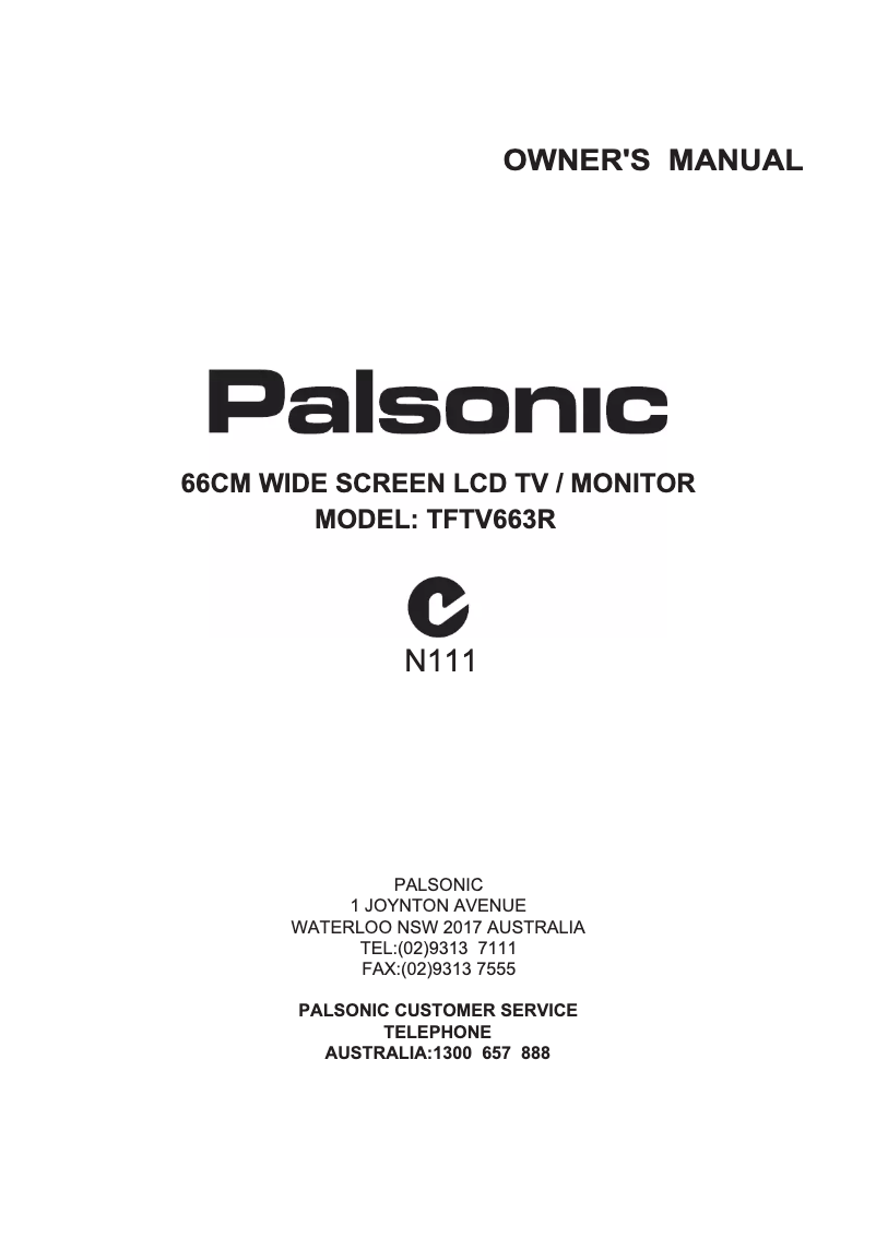 Imagen de la primera página del manual del dispositivo TFTV663R