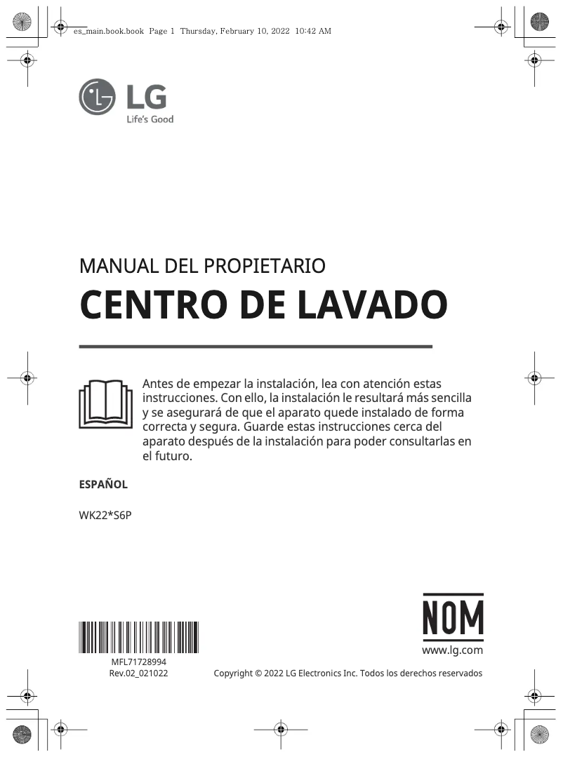 Imagen de la primera página del manual del dispositivo WK22WS6P