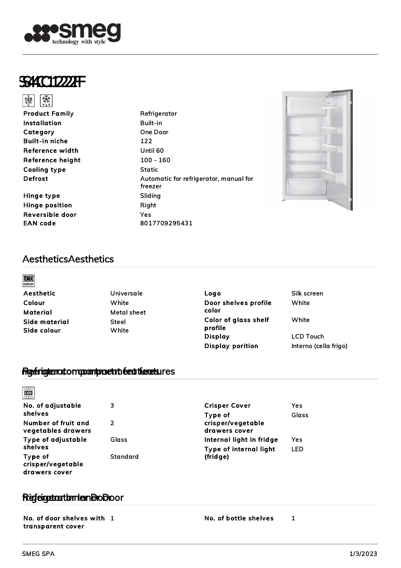 Página 1 del manual Folleto Smeg S4C122F