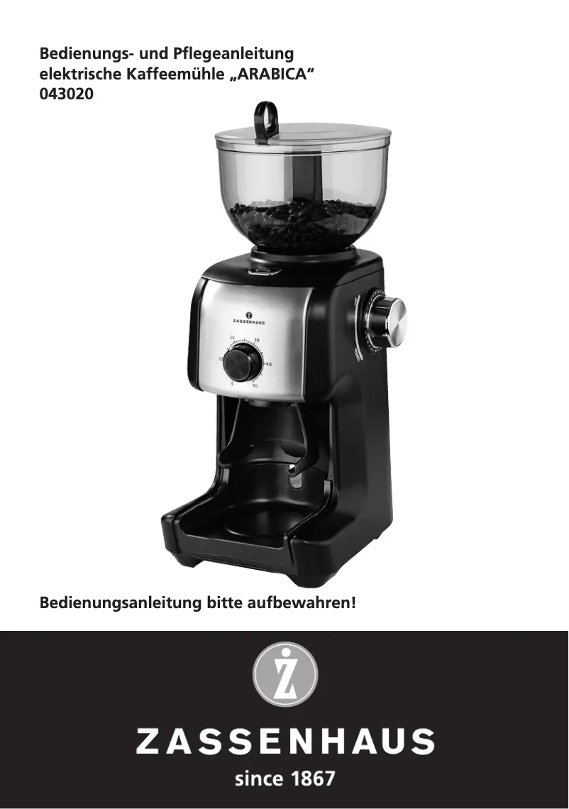 Página 1 del manual Manual de usuario Zassenhaus Arabica 043020