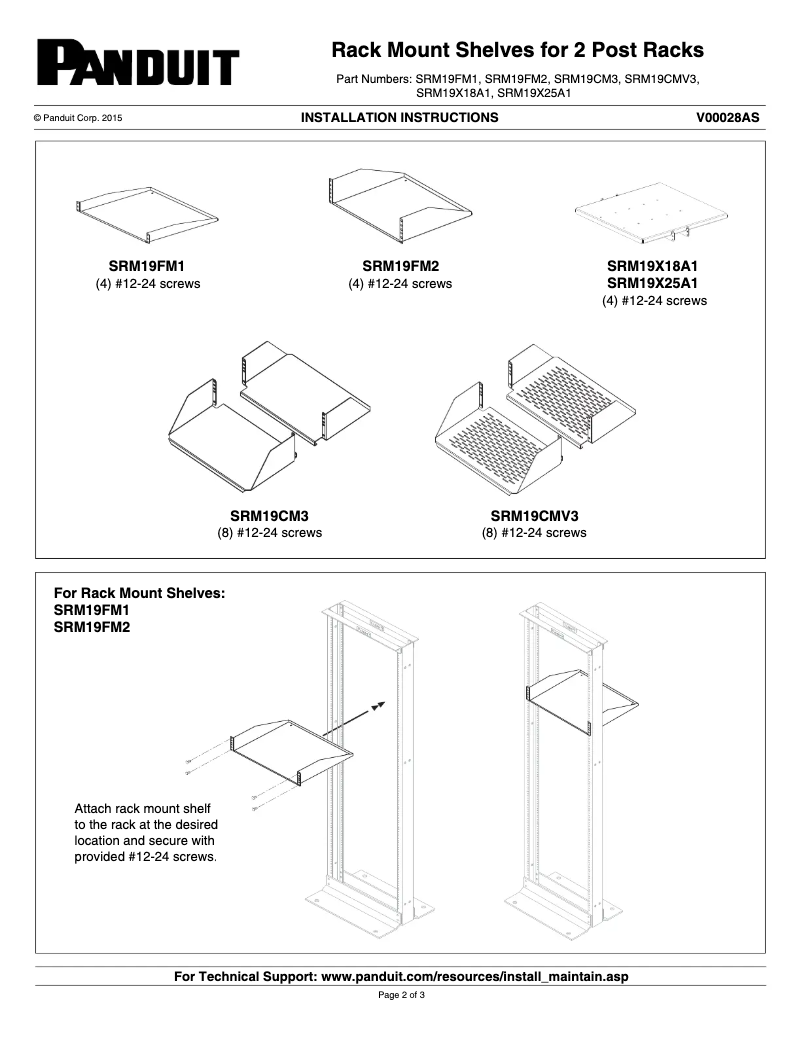 Página 1 del manual Manual de instrucciones Panduit SRM19FM2