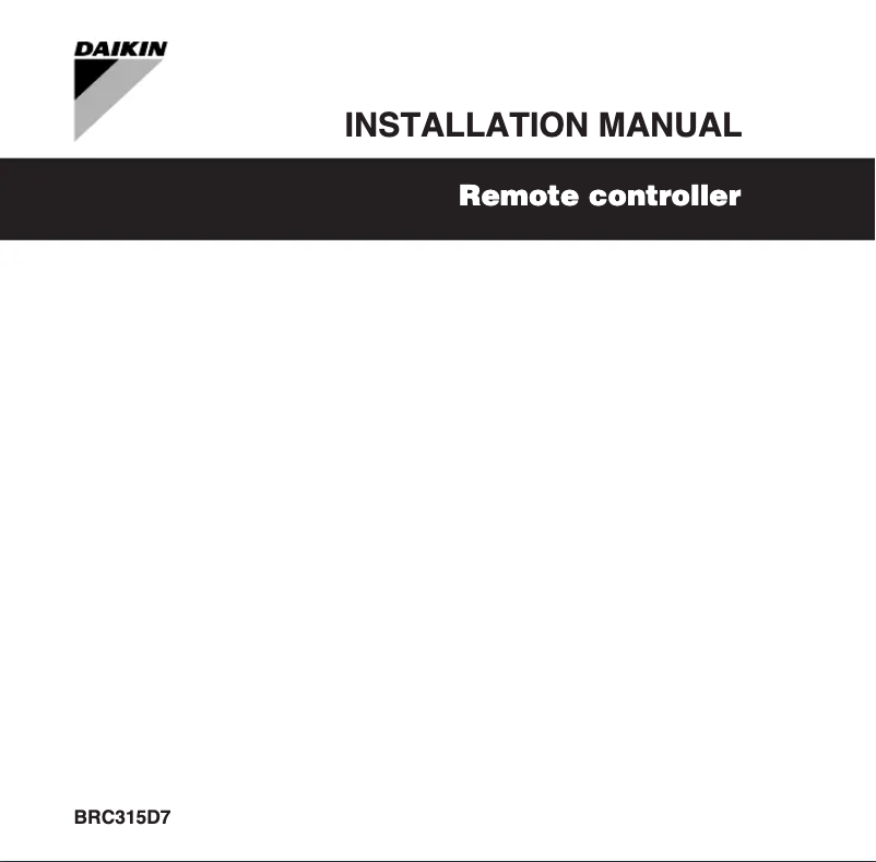 Página nº 1 - Guía de instalación Daikin BRC315D7