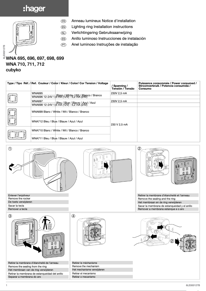 Página 1 del manual Manual de usuario Hager WNA696