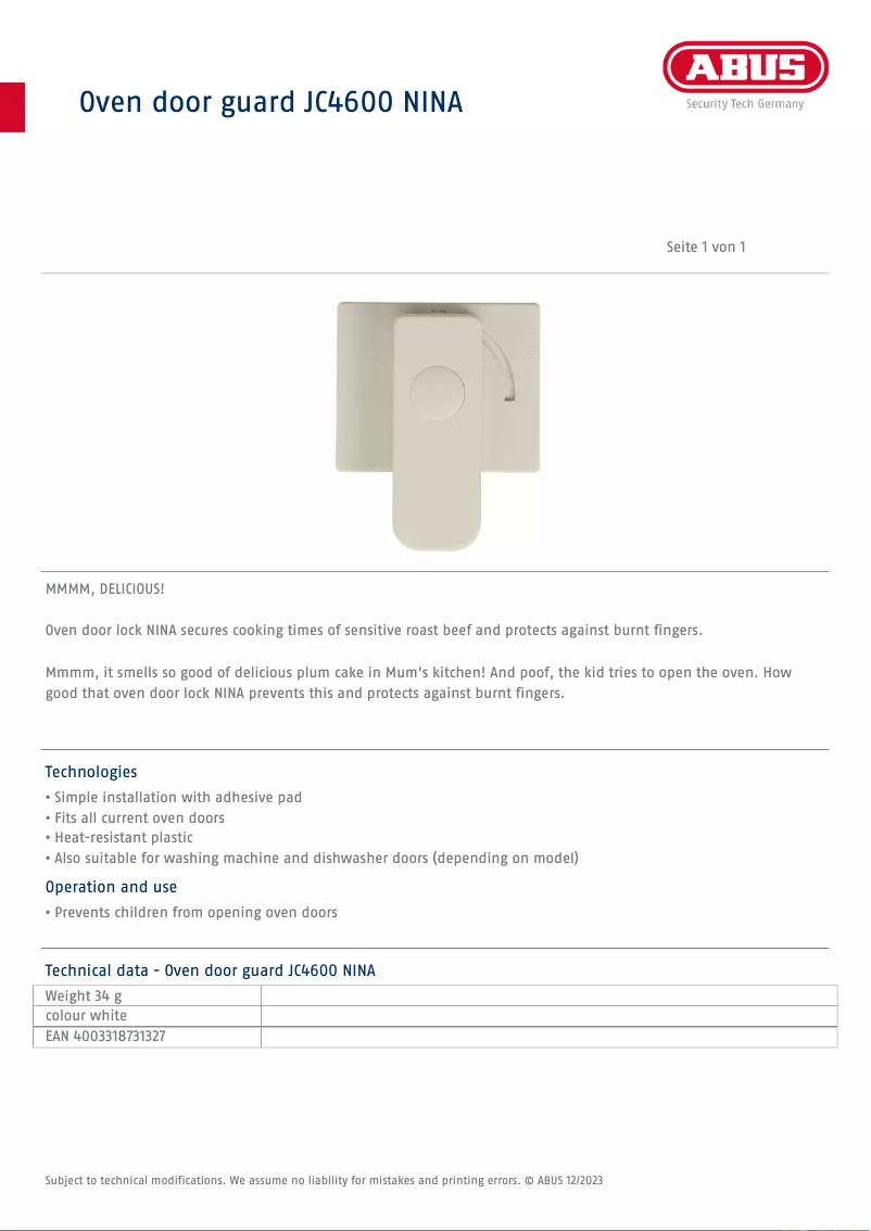 Imagen de la primera página del manual del dispositivo NINA JC4600