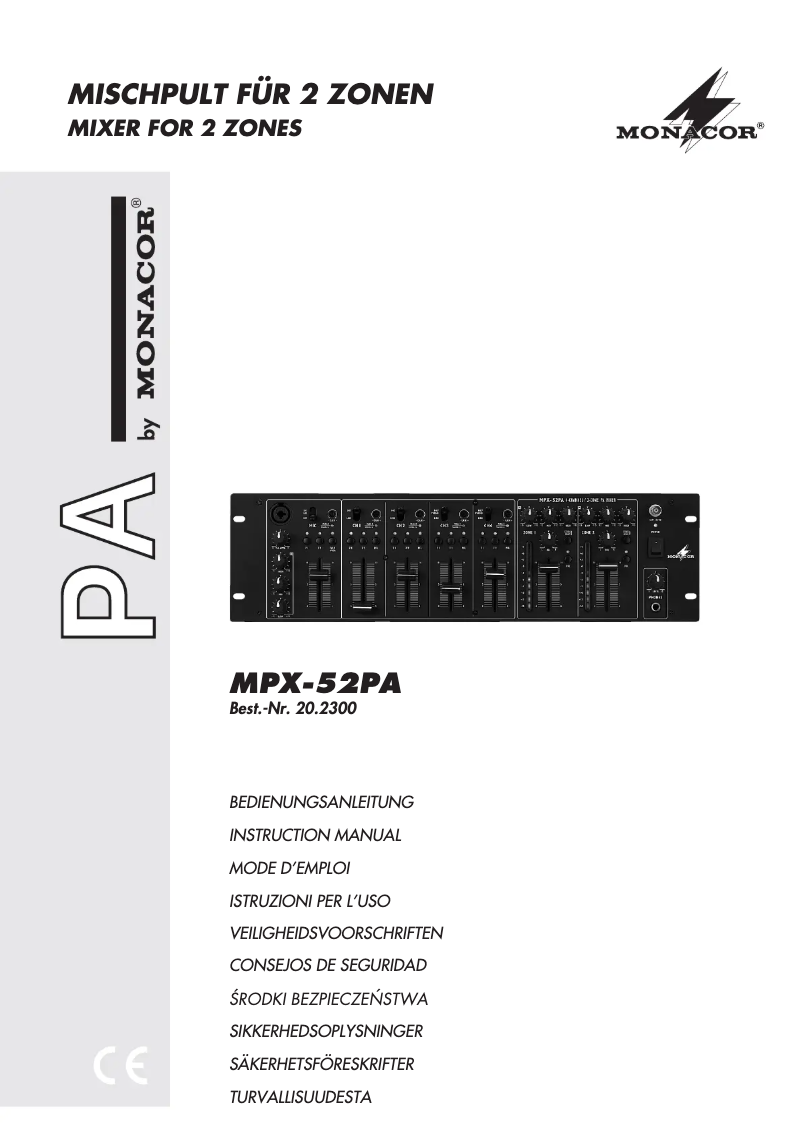 Página 1 del manual Manual de usuario Monacor MPX-52PA