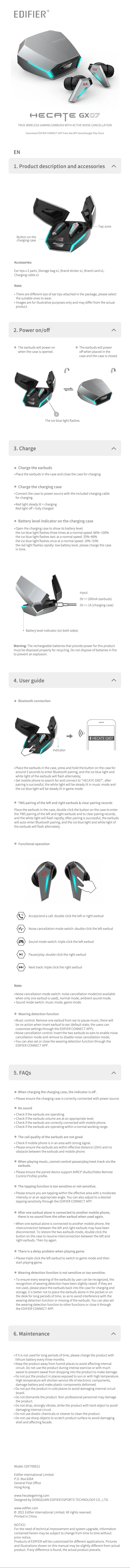 Página 1 del manual Manual de usuario Edifier Hecate GX07