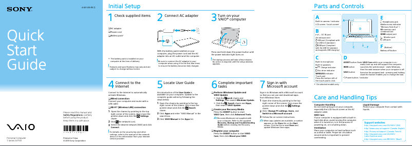 Imagen de la primera página del manual del dispositivo Vaio Tab 13 SVT13132PXS