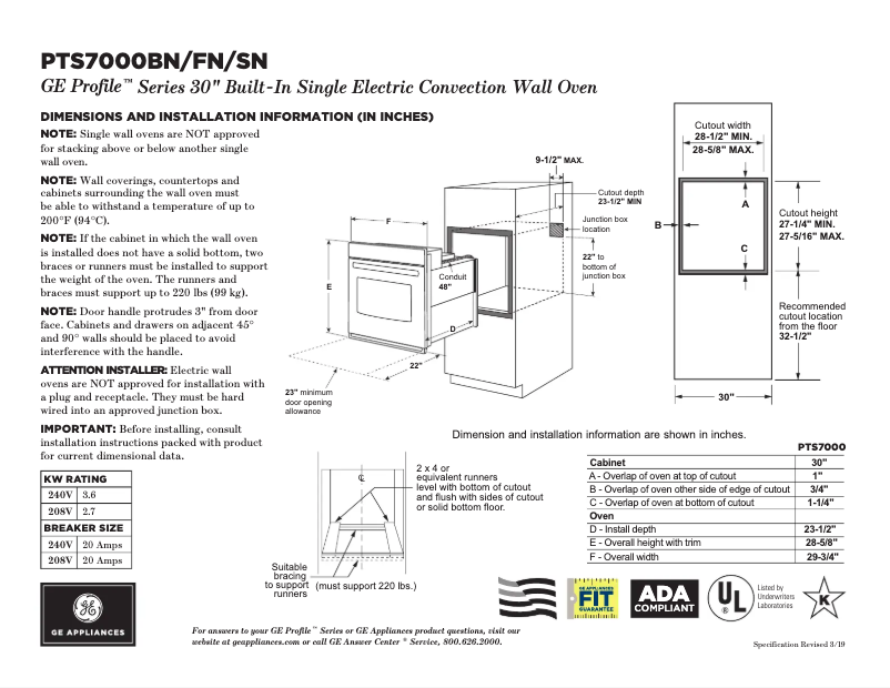 Imagen de la primera página del manual del dispositivo Profile PTS7000FNDS