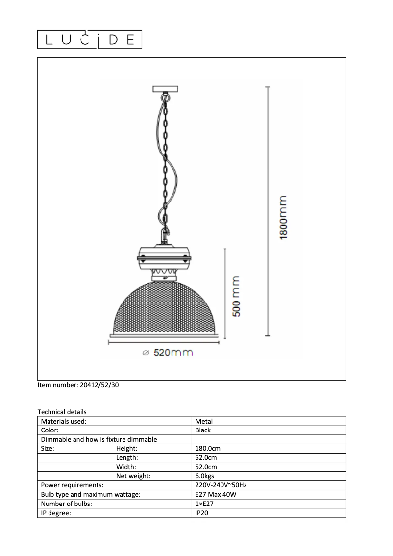 Imagen de la primera página del manual del dispositivo Farringdon 20412/52/30