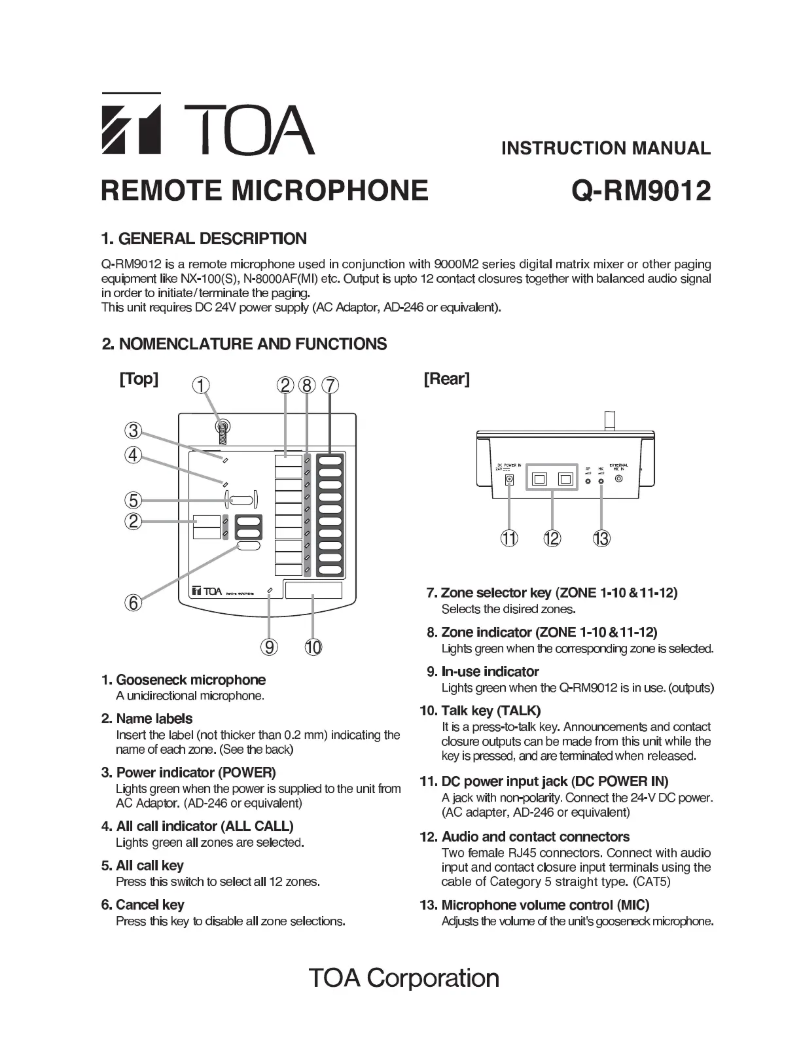 Imagen de la primera página del manual del dispositivo Q-RM9012