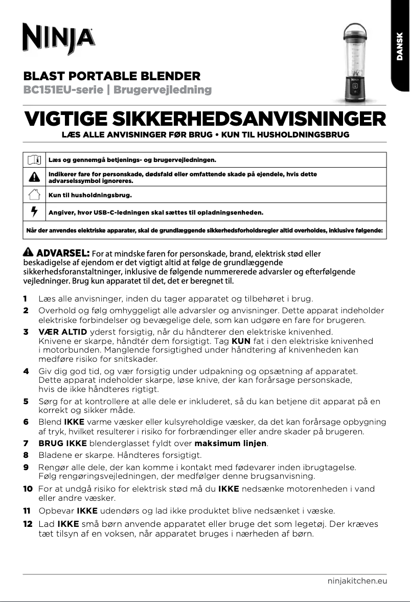 Imagen de la primera página del manual del dispositivo Blast