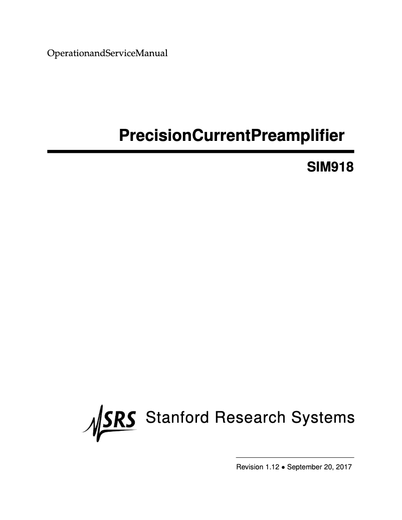 Imagen de la primera página del manual del dispositivo SIM918