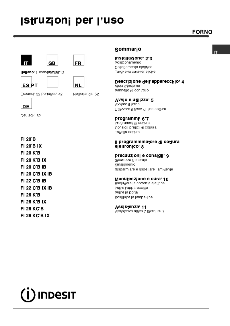 Imagen de la primera página del manual del dispositivo FI 22 C.B IB