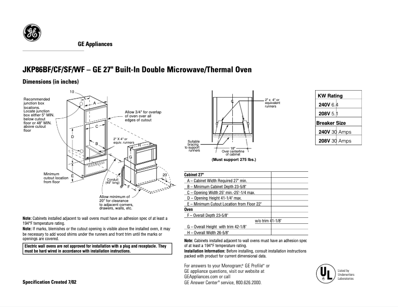 Imagen de la primera página del manual del dispositivo JKP86SFSS