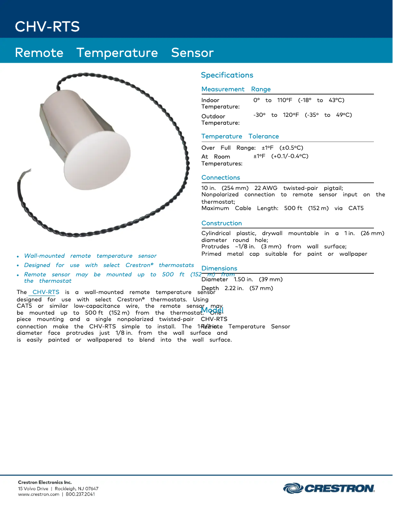 Imagen de la primera página del manual del dispositivo CHV-RTS