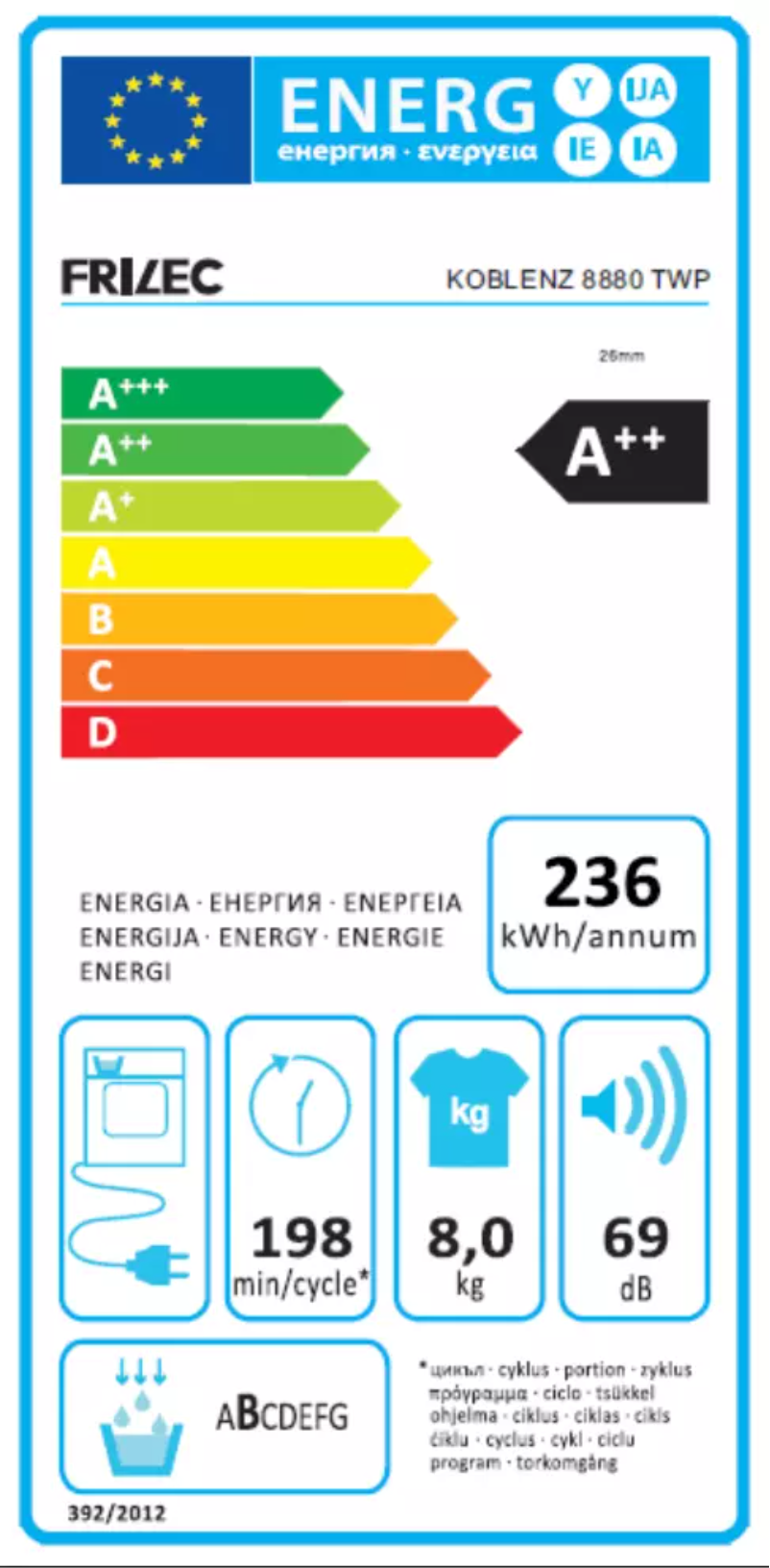 Página 1 del manual Etiqueta energética Frilec KOBLENZ8880TWP
