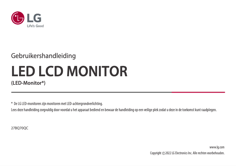 Imagen de la primera página del manual del dispositivo Libero 27BQ70C