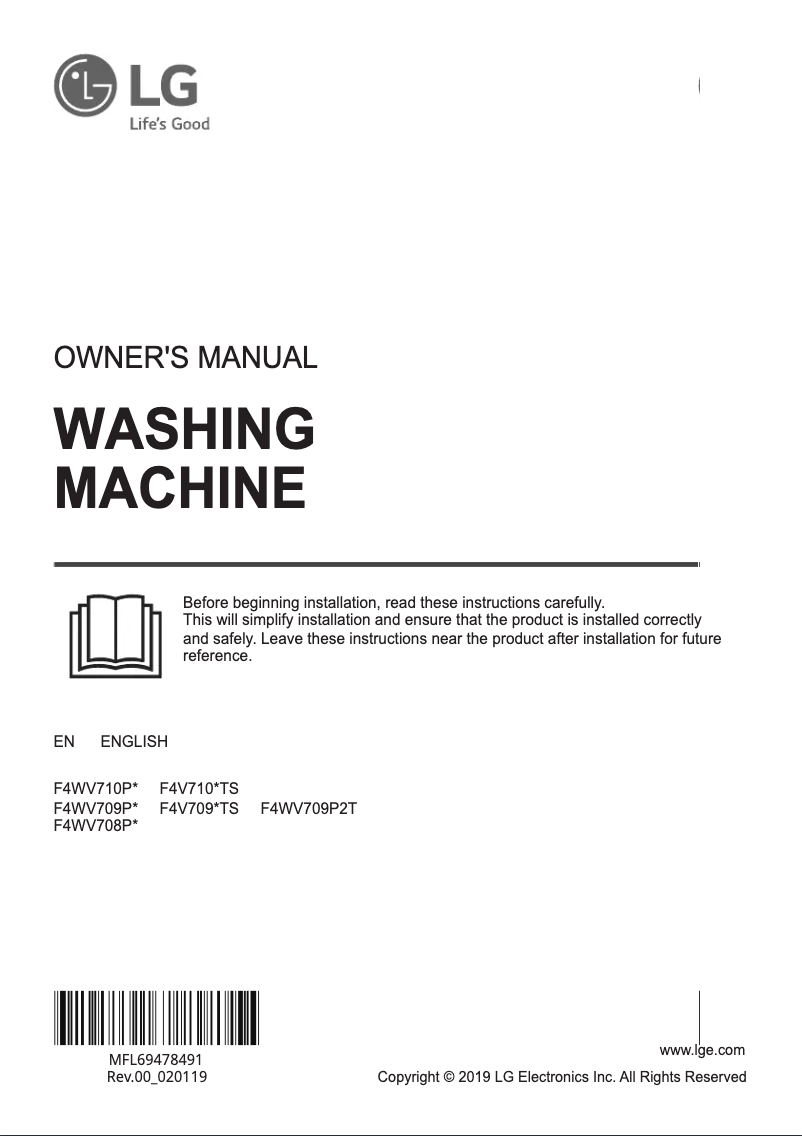 Imagen de la primera página del manual del dispositivo F4V709WTS