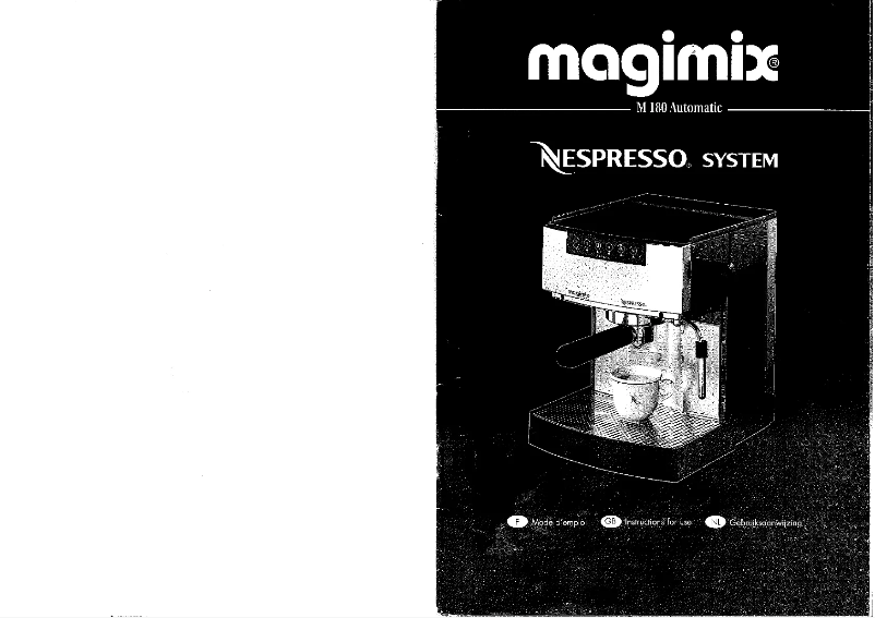Página 1 del manual Manual de usuario Magimix M180 Automatic Espresso System