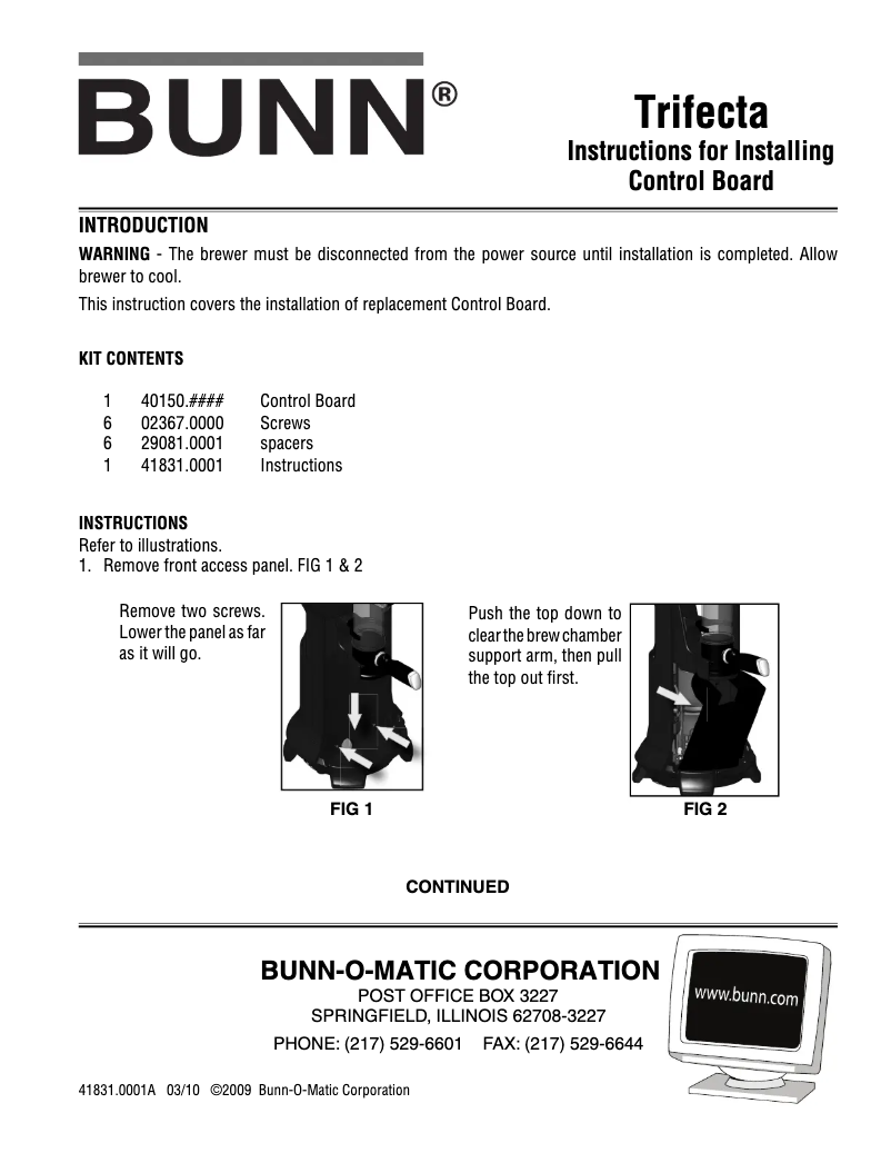 Imagen de la primera página del manual del dispositivo Trifecta