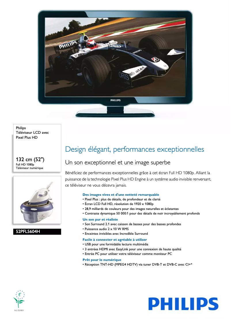 Página 1 del manual Ficha técnica Philips 52PFL5604H