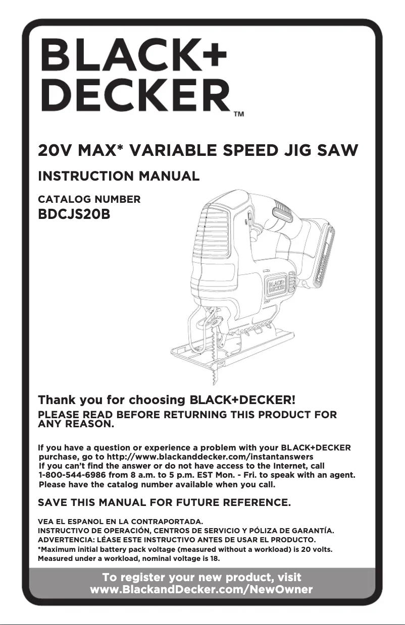 Imagen de la primera página del manual del dispositivo BDCJS20B