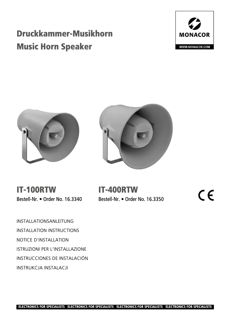 Imagen de la primera página del manual del dispositivo IT-100RTW