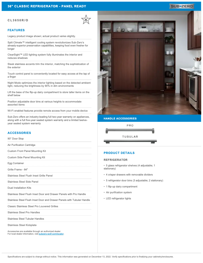 Página 1 del manual Manual de usuario Sub-Zero CL3650O