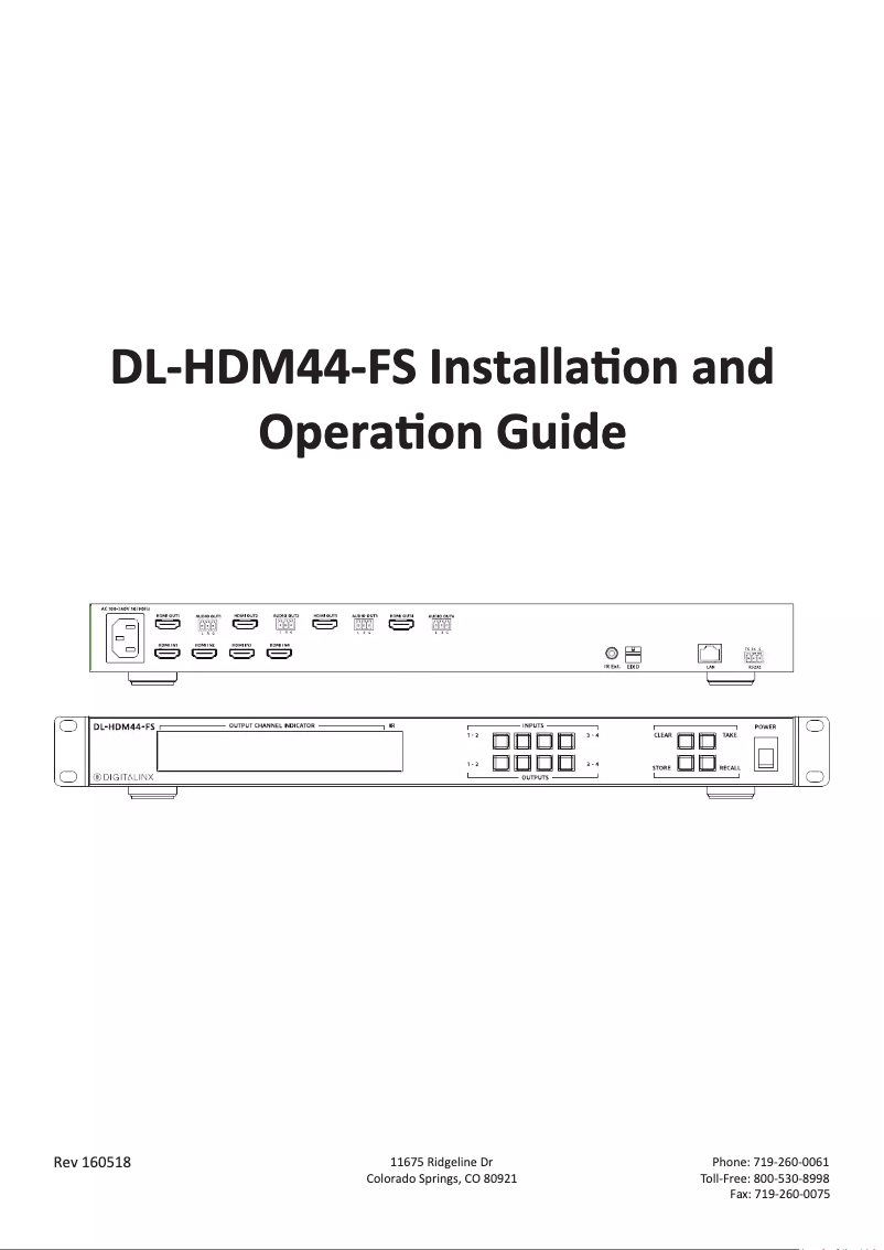 Imagen de la primera página del manual del dispositivo DL-HDM44-FS