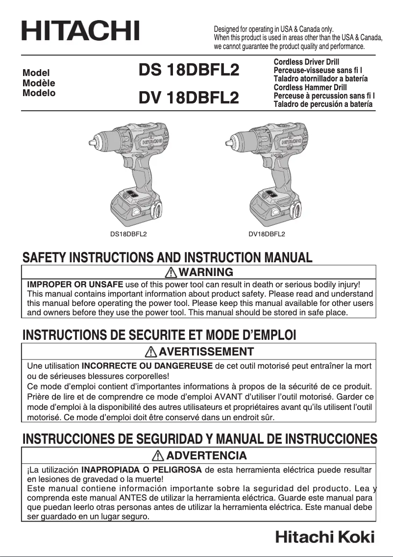 Imagen de la primera página del manual del dispositivo DV18DBFL2
