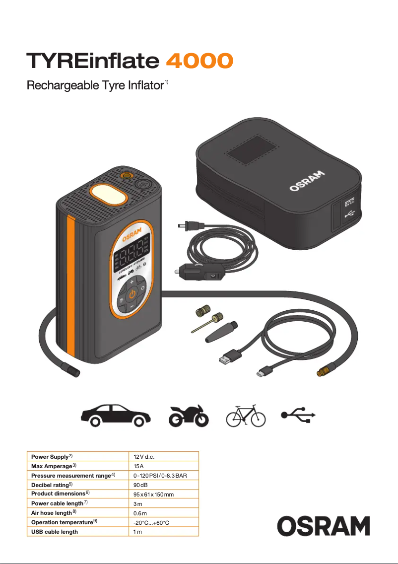 Página 1 del manual Manual de usuario Osram TYREinflate 4000