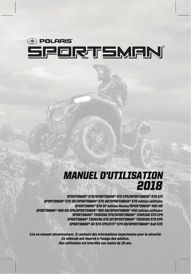 Página 1 del manual Manual de usuario Polaris Sportsman Touring 570 SP (2018)