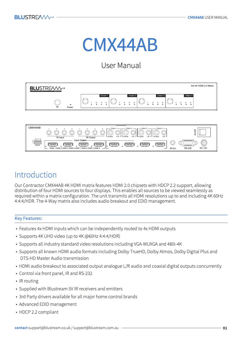 Imagen de la primera página del manual del dispositivo CMX44AB